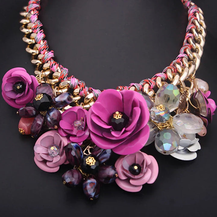 Drune | Jahrgang Schmuck Elegante Prom Party Schönheitswettbewerb Hochzeit Geschenk Florale Blüte Blume Chunky Statement Halskette für Frauen Accessoires