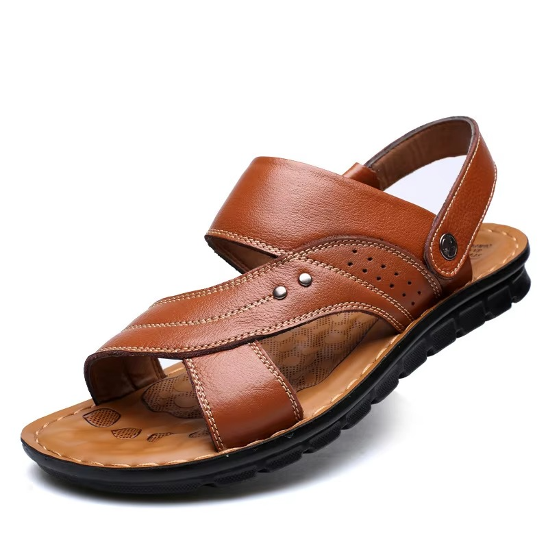 Herren orthopädische Ledersandalen mit verstellbaren Riemen