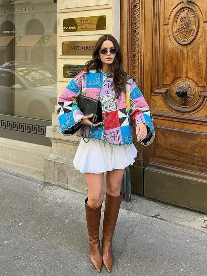 Drune | Steppjacke - Lebhaftes Multicolor-Design - Boho Chic - Gemütliche Oberbekleidung