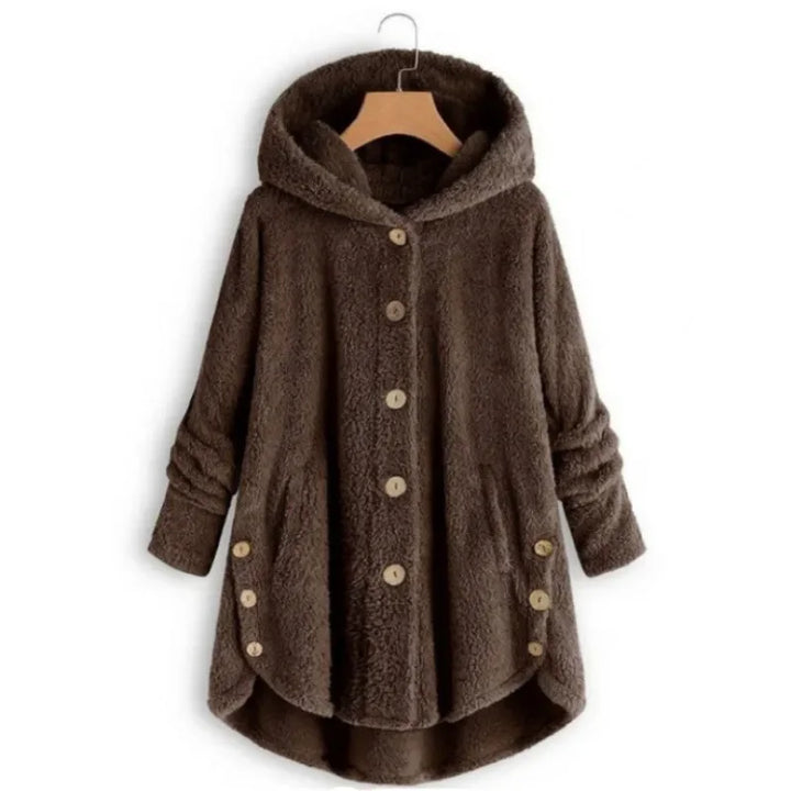 Drune | Damen Fleecejacke – Lässig Schnitt – Kapuze – Druckknopfverschluss – Plüschweicher Griff – Taschen
