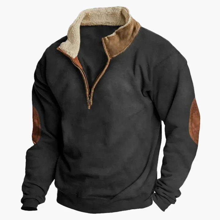Drune | Vintage Western Half-Zip Pullover mit Ethno-Muster für Outdoor und Freizeit