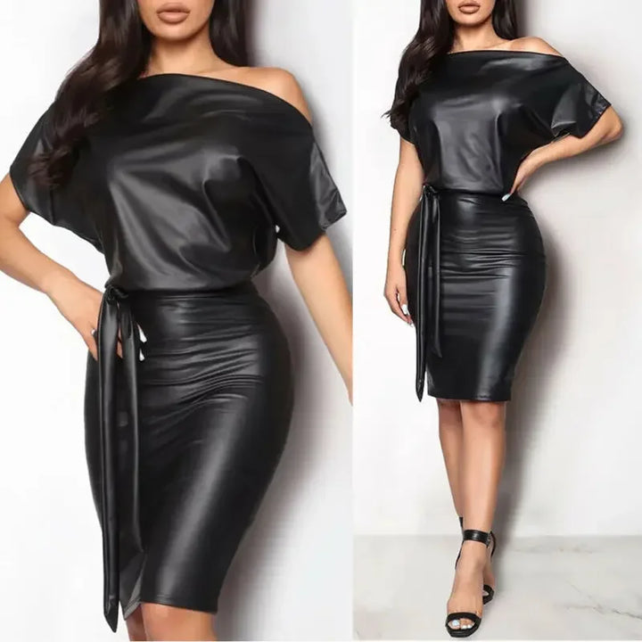 Drune | Schulterfreies Kleid aus Kunstleder