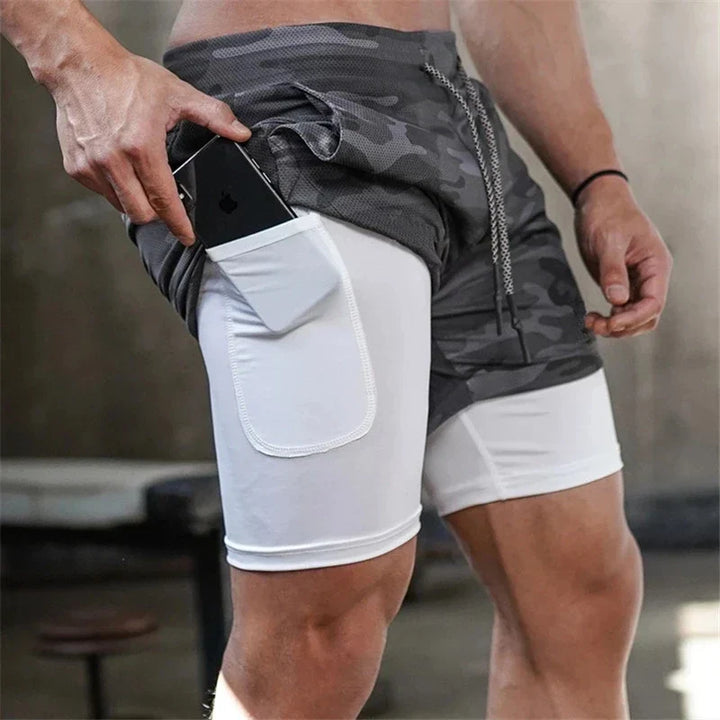 Drune | Herren 2 in 1 Laufshorts Schnelltrocknend Für Sport Und Training Selfico