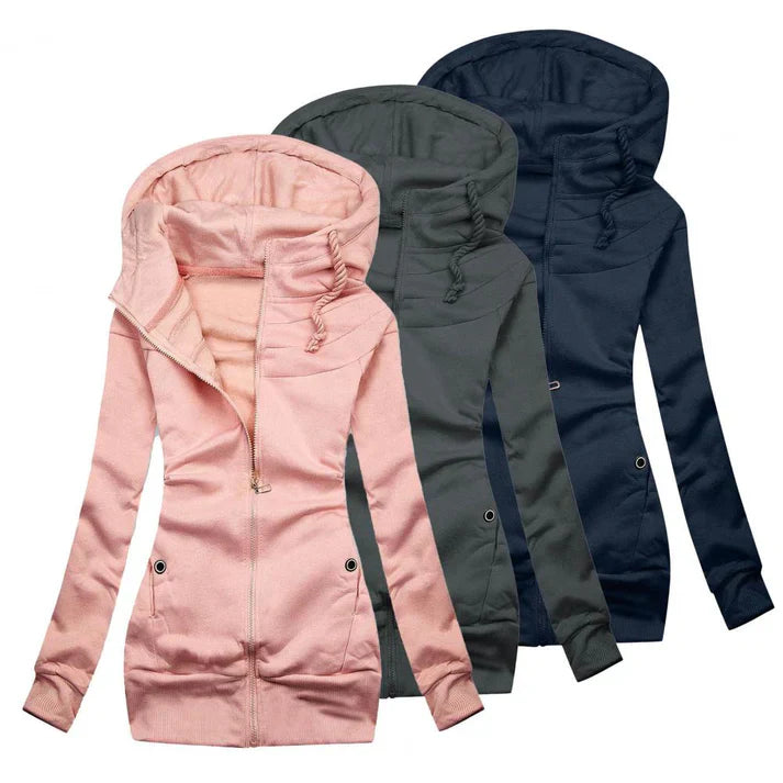 Drune | übergroßer Zip Hoodie mit Fleece, Kapuze und Reißverschluss für Damen - Ideal für Alltag
