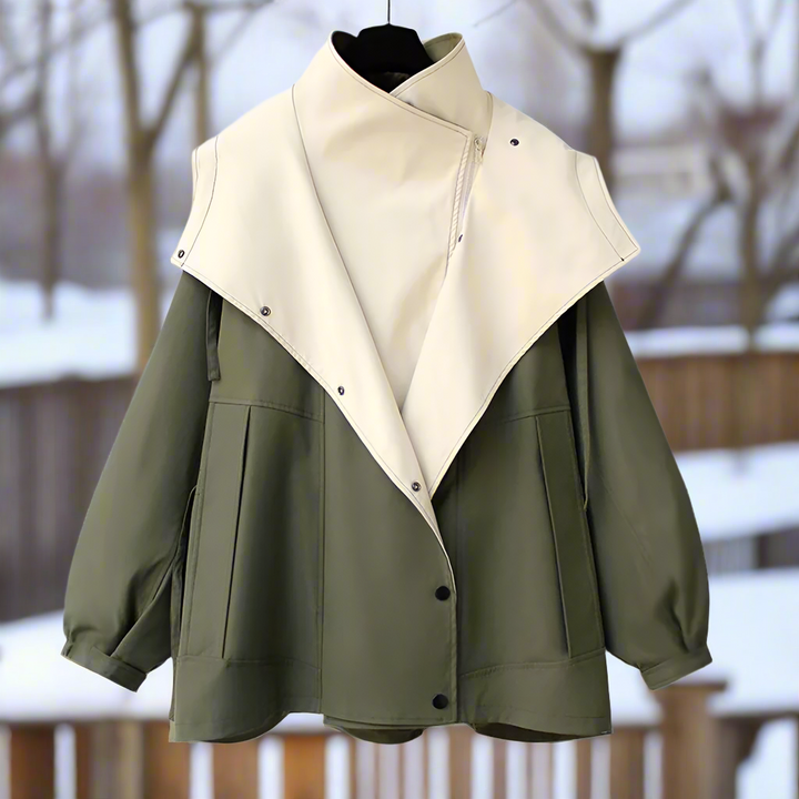 Drune | Baumwolljacke Drapierter Kragen Lässige Passform Jacke