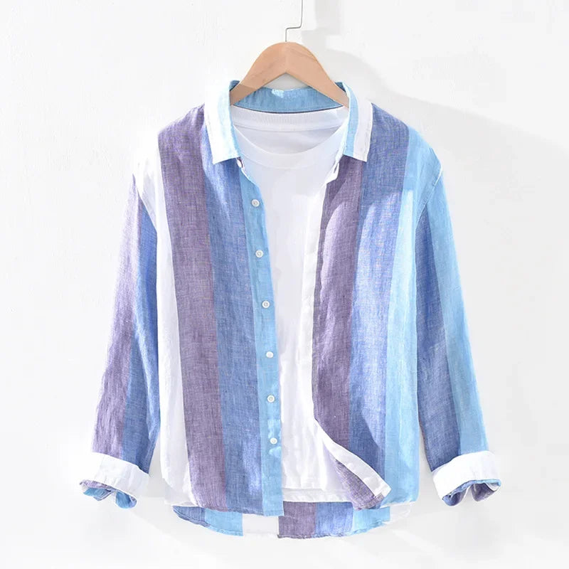 Drune | Gestreifte Leichtgewichts-shirt Baumwollmischung Lässiger Stil