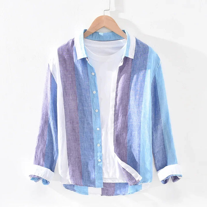 Drune | Gestreifte Leichtgewichts-shirt Baumwollmischung Lässiger Stil