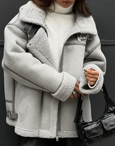 Drune | Winterjacke mit Fleece Gefüttert Reißverschluss Pilotenjacke Winterjacke für Damen