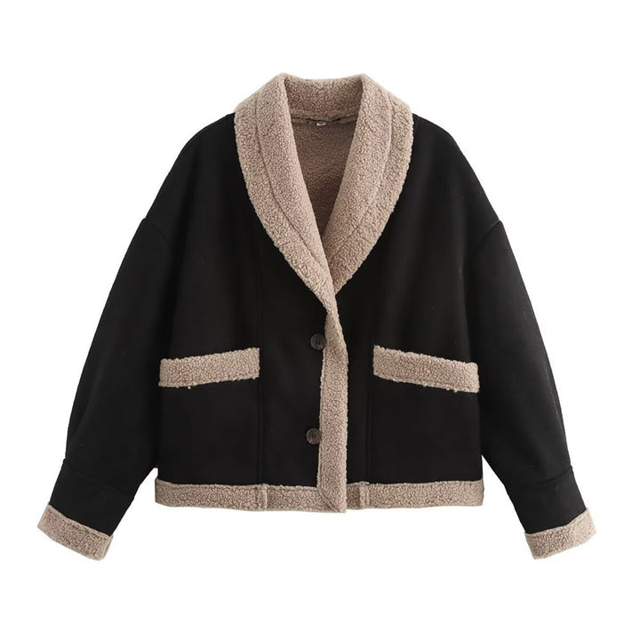 Drune | Damen Winter Chic Wildlederjacke mit Taschen