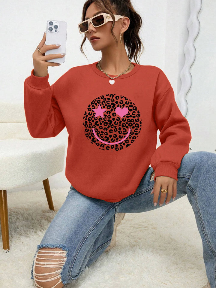 Drune | Lässiges Sweatshirt mit Leopardenmotiv Baumwollmischung Trendy und Komfortabel