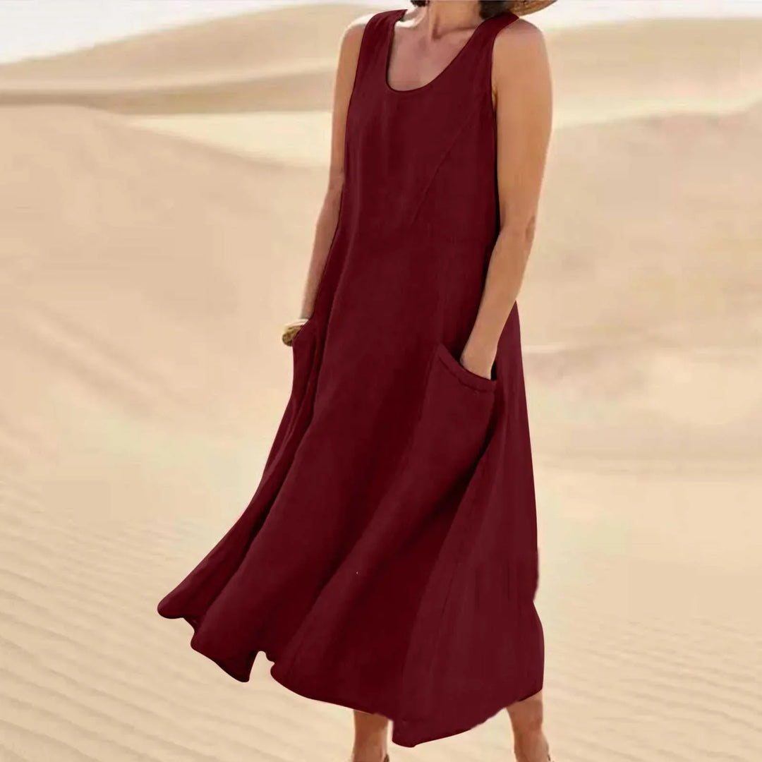 Drune | Ärmelloses Leinenkleid Mit Taschen Für Damen