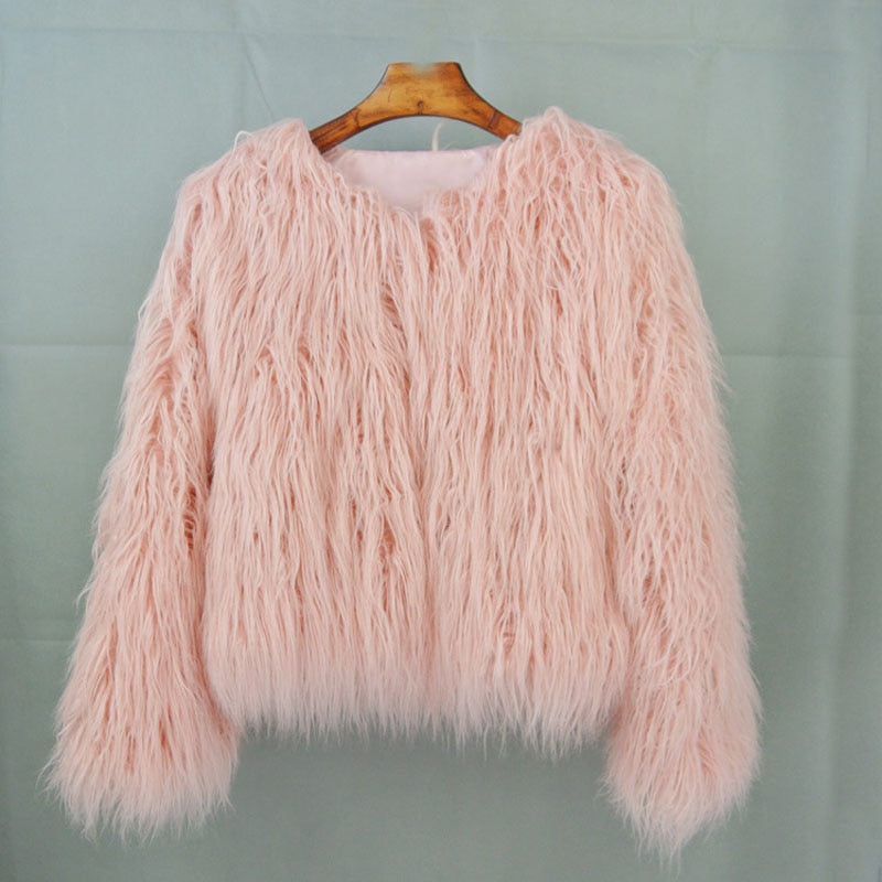 Drune Mantel für Damen, dicker, warmer Kunstpelzmantel