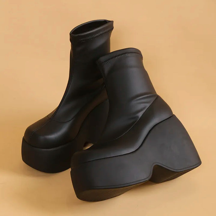 Drune | Gothic Chunky Platform Stiefeletten mit Reißverschluss