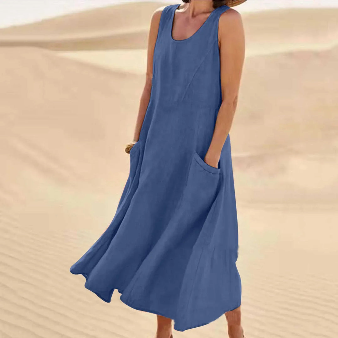 Drune | Ärmelloses Leinenkleid mit Taschen für Damen