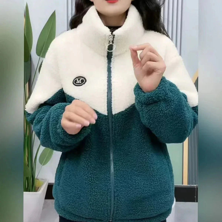 Drune | Blocked Sherpa Jacke - Ultra-weiche Wärme - Reißverschluss-Design - Winter Freizeit