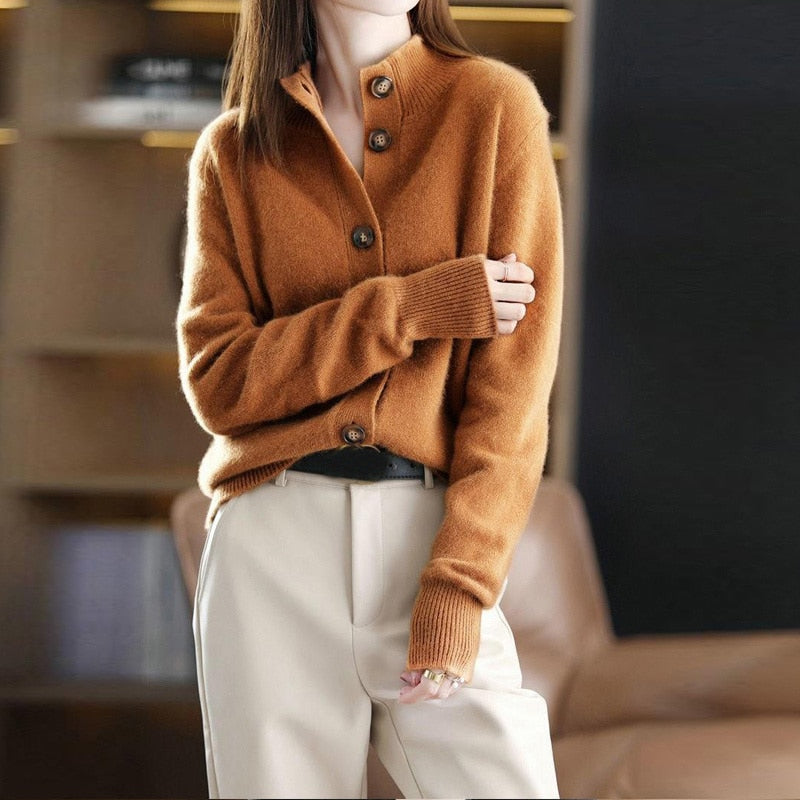 Drune | Strickjacke Wollmischung Lässige Passform Knöpfe Rippendetail