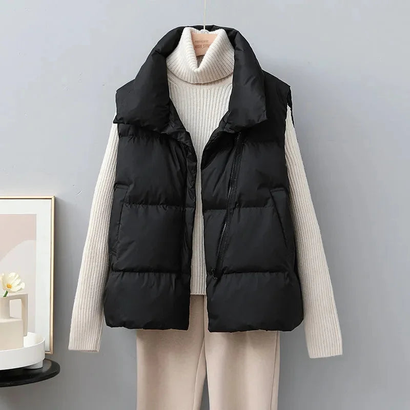Drune | Kurze Pufferweste mit Hohem Kragen Polyester Minimalistisch, Komfortabel