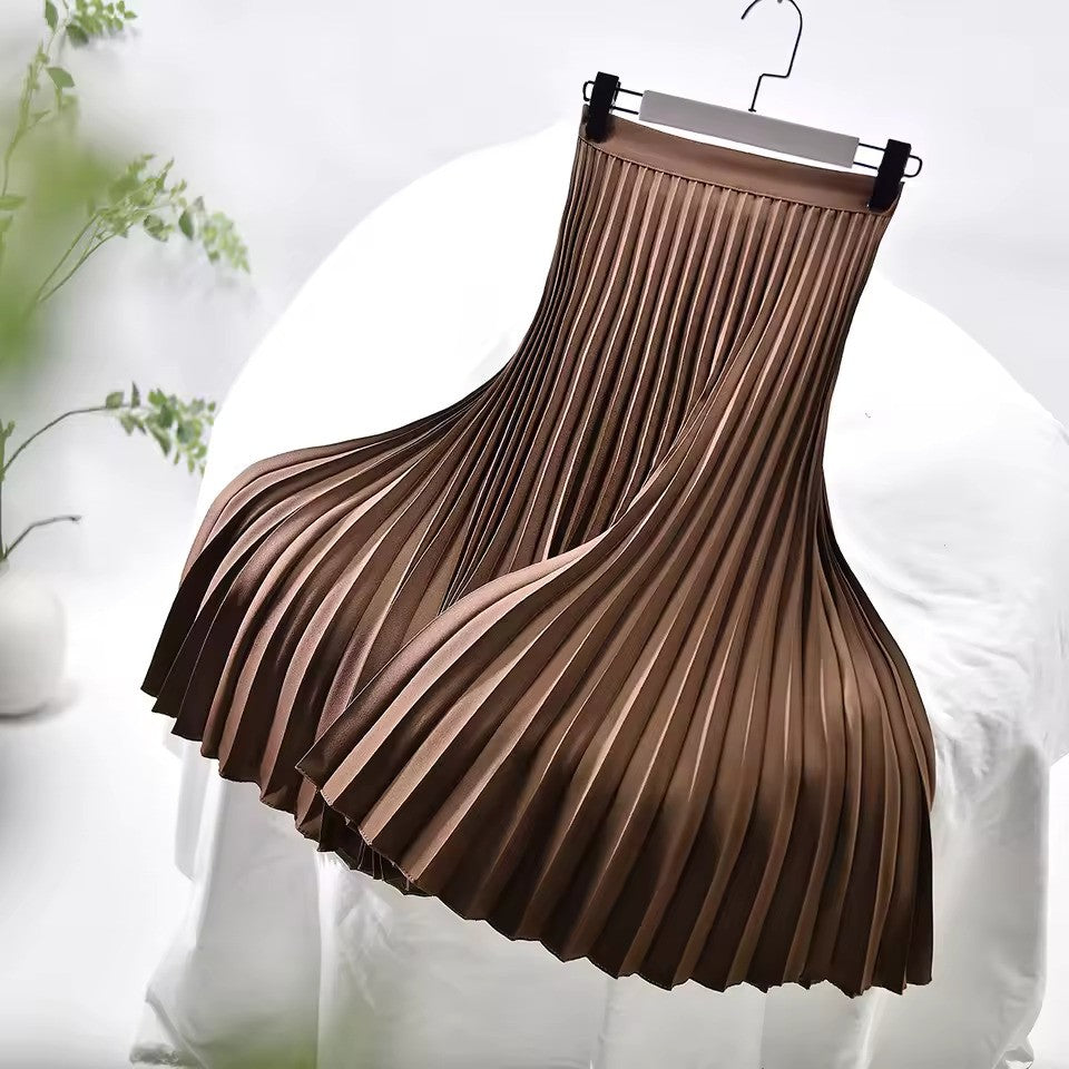 Drune | Satin Plissee Rock Hohe Taille