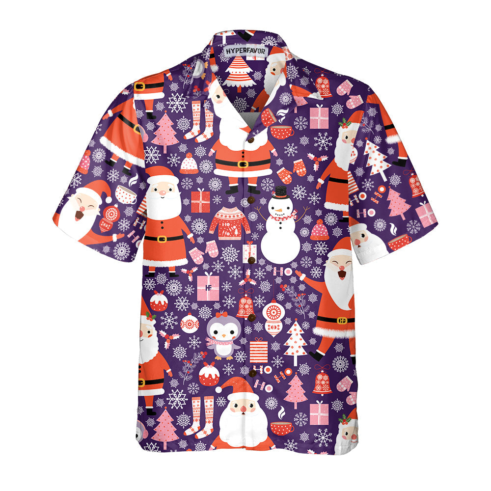 Drune | Nahtloses Weihnachtsmuster mit Santa Claus Hawaii-Hemd, Lustiges Weihnachts-Hawaii-Hemd