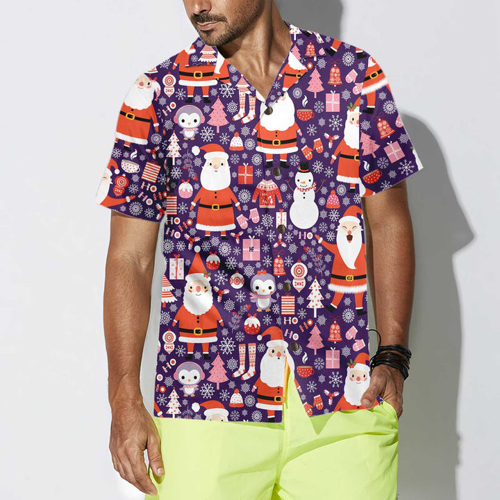 Drune | Nahtloses Weihnachtsmuster mit Santa Claus Hawaii-Hemd, Lustiges Weihnachts-Hawaii-Hemd