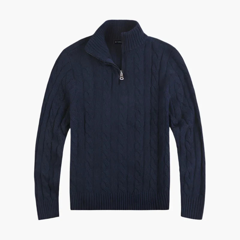 Drune | Pullover mit Zopfmuster und halbem Reißverschluss - Eleganter Freizeit-Strickpullover
