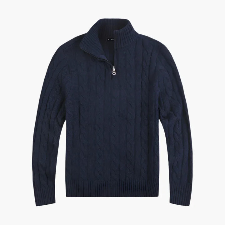 Drune | Pullover mit Zopfmuster und halbem Reißverschluss - Eleganter Freizeit-Strickpullover