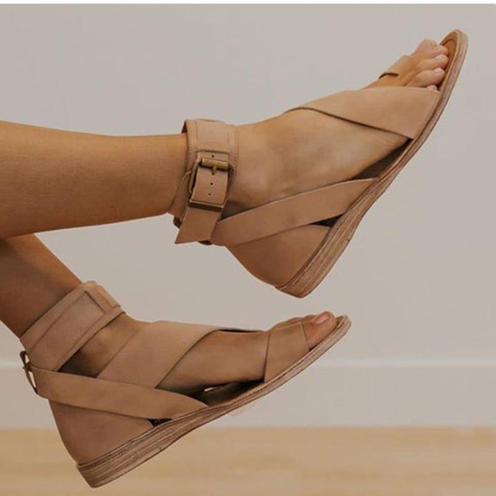 DruneSandalen mit Kreuzband und Zehenring