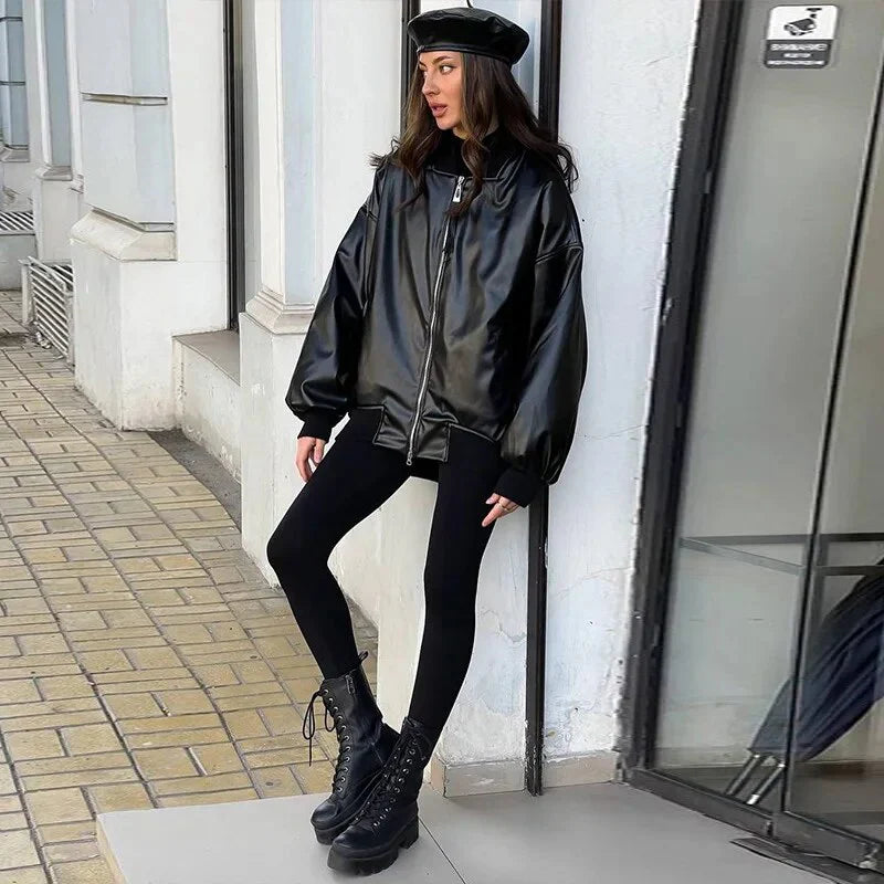 Drune | Lockerer Motor Lederjacke