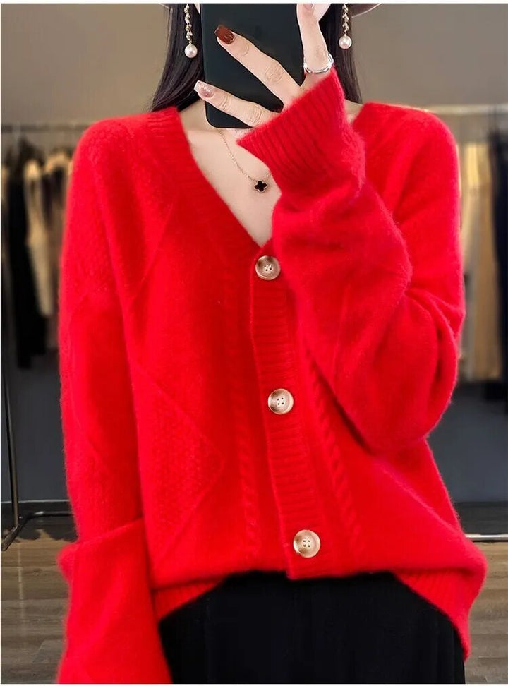 Drune | Winter Strickjacke mit V-Ausschnitt