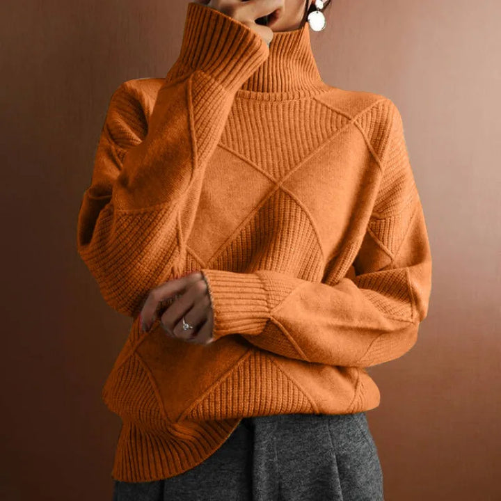 Drune - Damen einfarbiger hoher Kragen Pullover