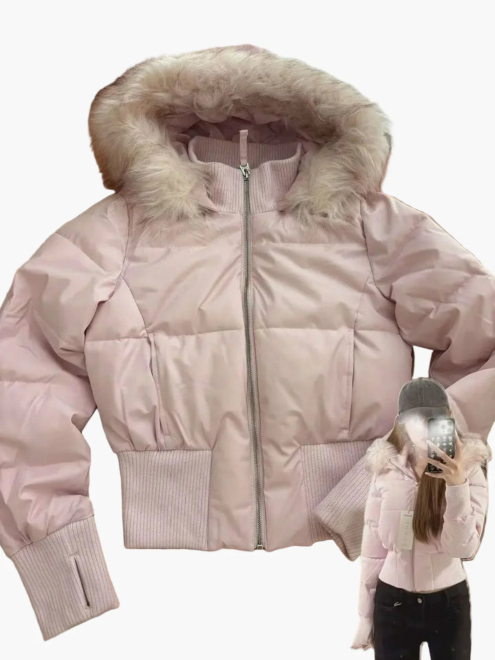 Drune | Winterjacke mit Kapuze und Fellkragen - Modische, taillierte Übergangsjacke für Herbst und Winter