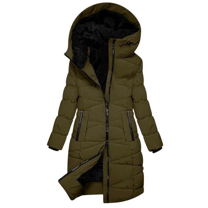 Drune | Winter Steppmantel Lang - Winddichte Kapuzenjacke mit Reißverschluss, Modisch & Elegant