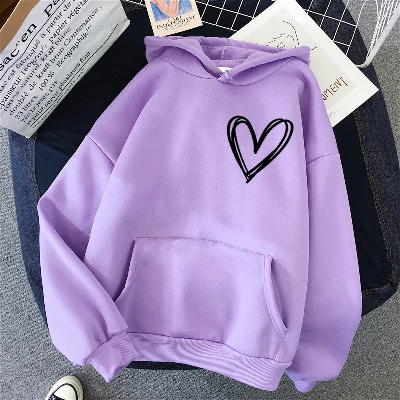 Drune | Hoodie mit Herzprint Polyester Komfortabel und Trendy