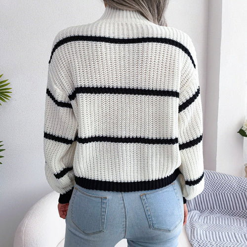 Drune | Lässig Gestreift Laterne Ärmel Pullover