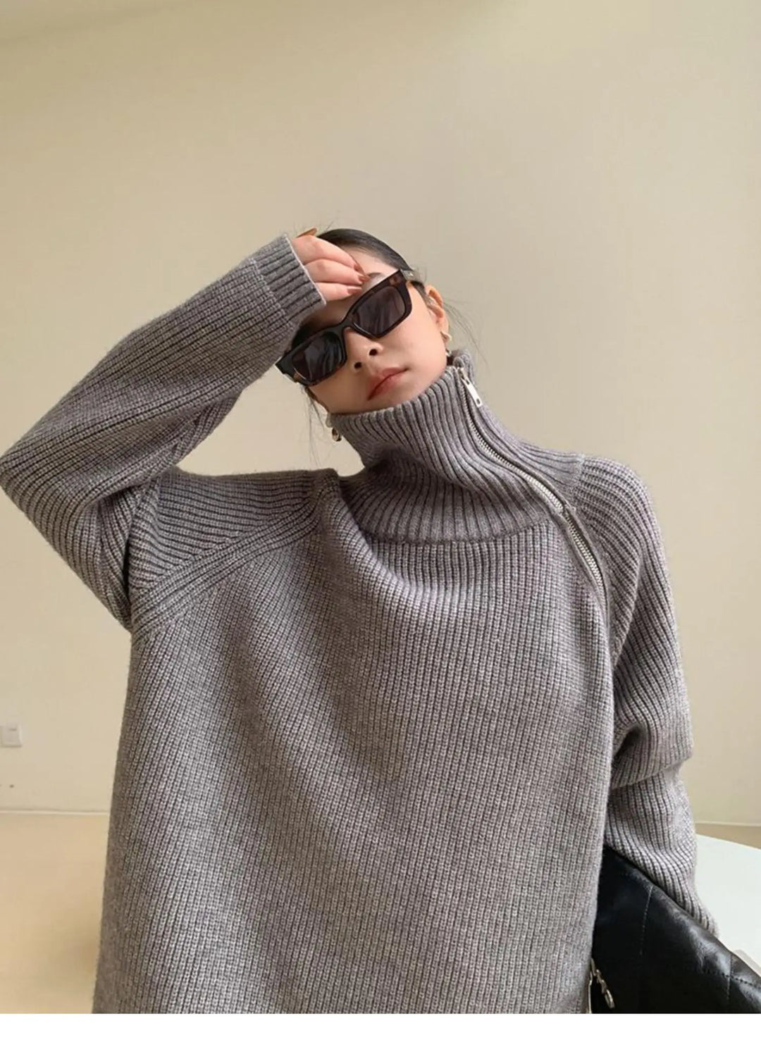 Drune | Roter, schlichter Pullover mit Stehkragen