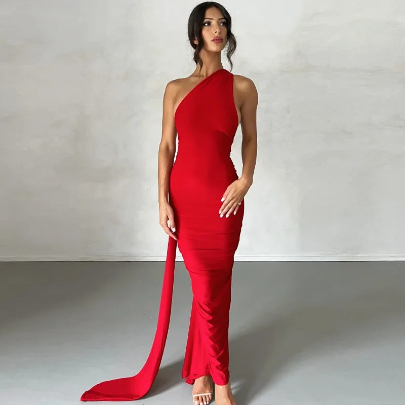 Drune | Elegante Bodycon-Kleid mit Einem Schulter Rückehoch