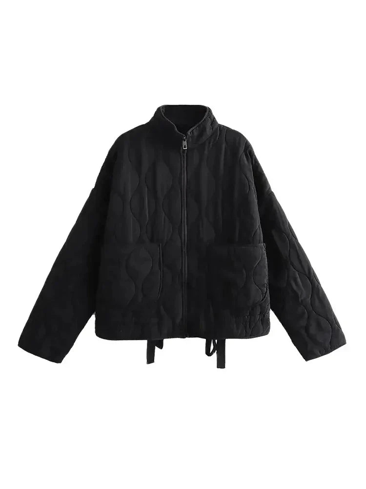 Drune | Gepolsterte Uni-Farbe Reißverschlussjacke