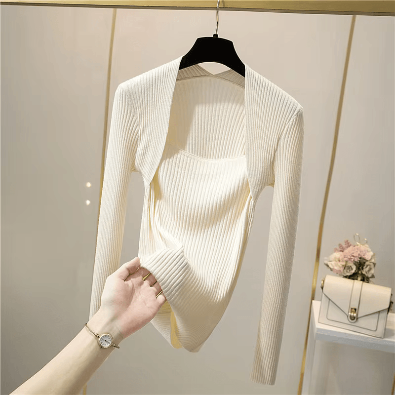 Drune | Weicher, Warmer Strickpullover Mit Quadratischem Kragen
