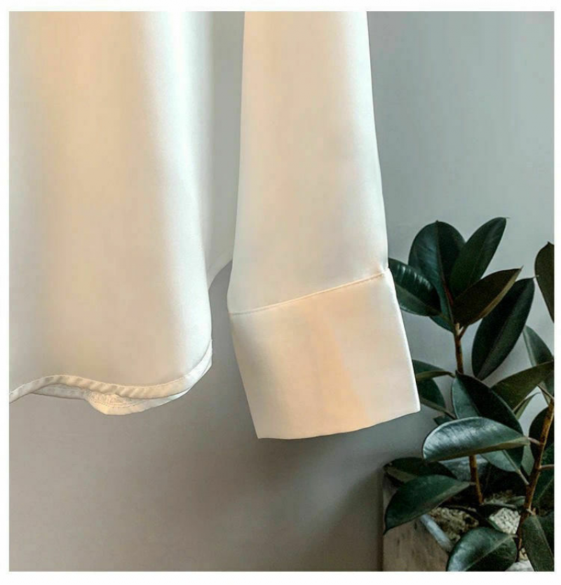 Drune | Langärmelige Button-Up Satin Bluse für Frauen