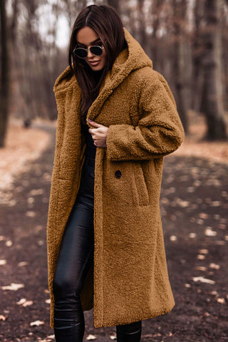 Damen Teddy Mantel mit Kapuze | Drune