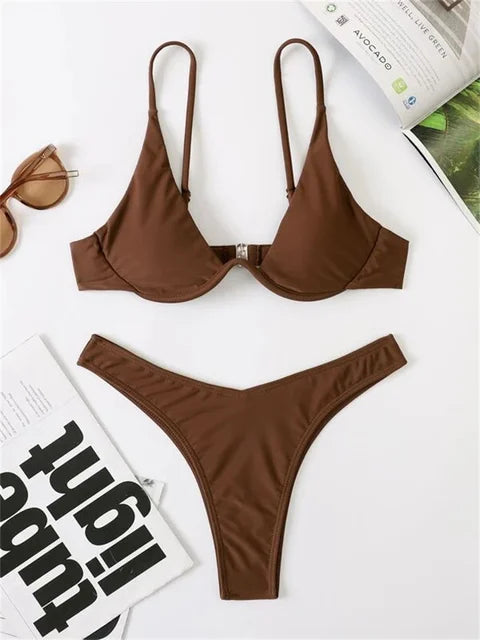 Drune | Bügel-Bikini-Set Push-Up-Bh und Tanga-Bademode für Damen