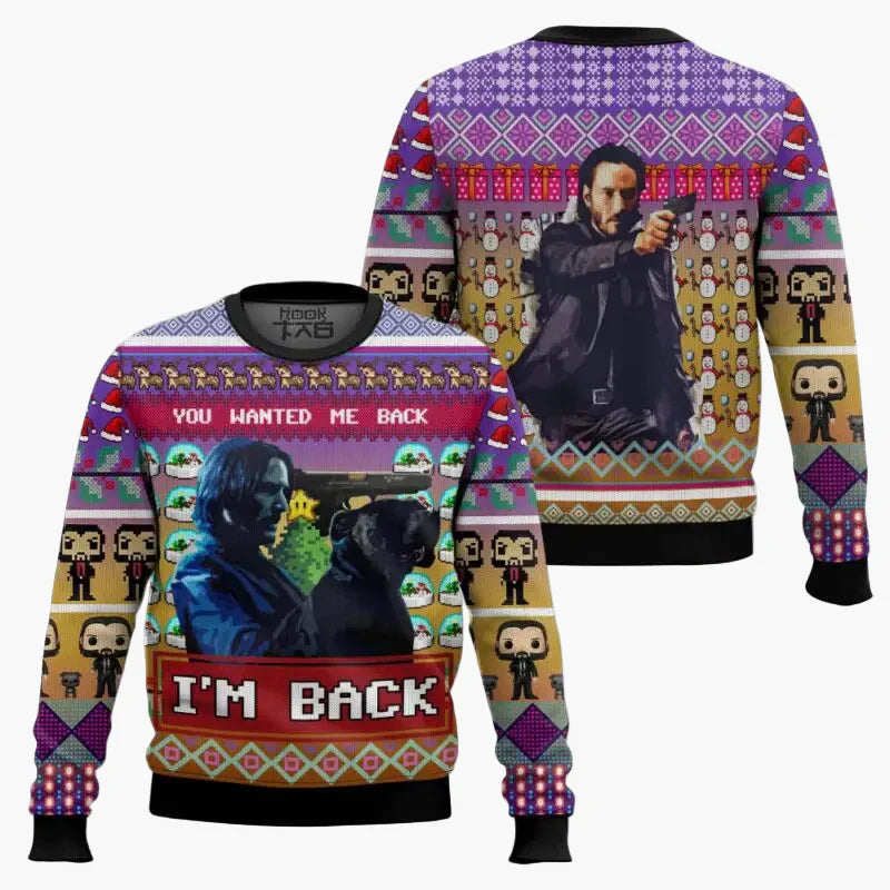 Drune | Ugly Christmas Sweater - Lustiger "Wick-Mas" Pullover für Fans, Weihnachten, Party