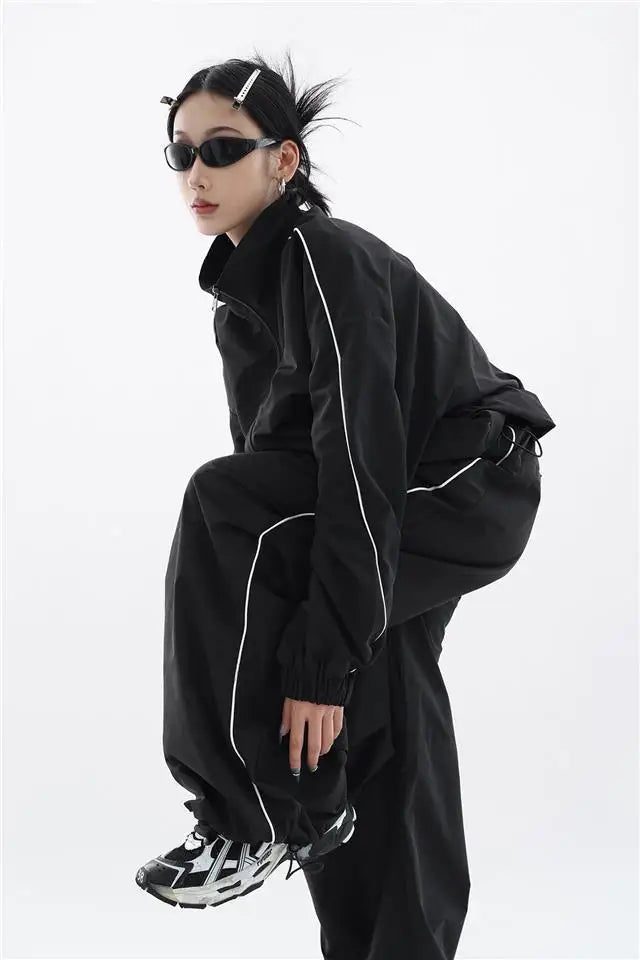 Drune | Oversized Sportlich Schwarz Trainingsanzug
