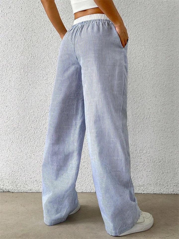 Drune | Gestreifte Hose mit Weitem Bein