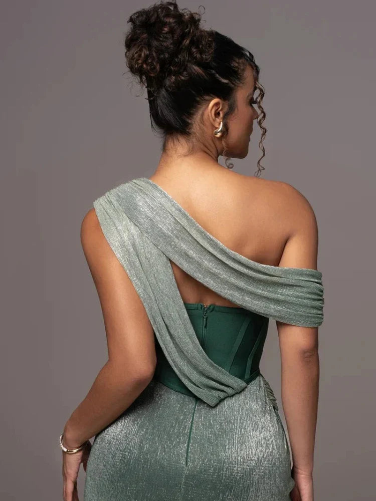 Drune | Glitzer Rückenfrei Abend Maxi Kleid