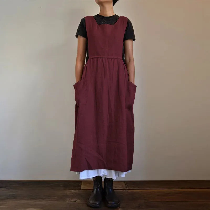 Drune | Schürzenkleid aus Leinen- und Baumwollmischung mit Taschen für Frauen Pensacola