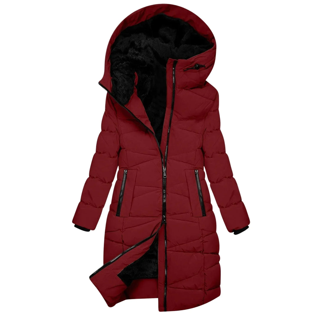 Drune | Winter Steppmantel Lang - Winddichte Kapuzenjacke mit Reißverschluss, Modisch & Elegant