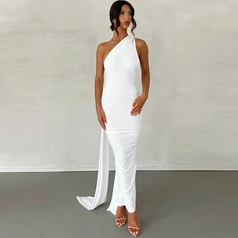 Drune | Elegante Bodycon-Kleid mit Einem Schulter Rückehoch