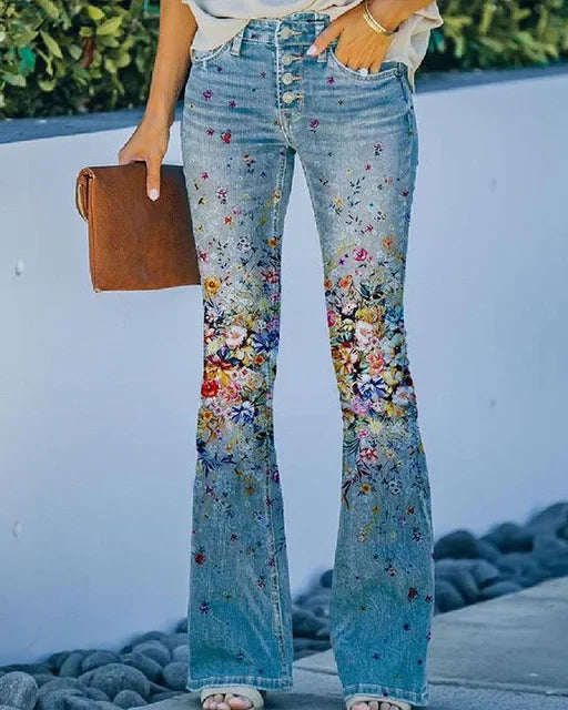 Damen Denim Flared Jeans mit Trendigem Schnitt & Hoher Passform | Drune