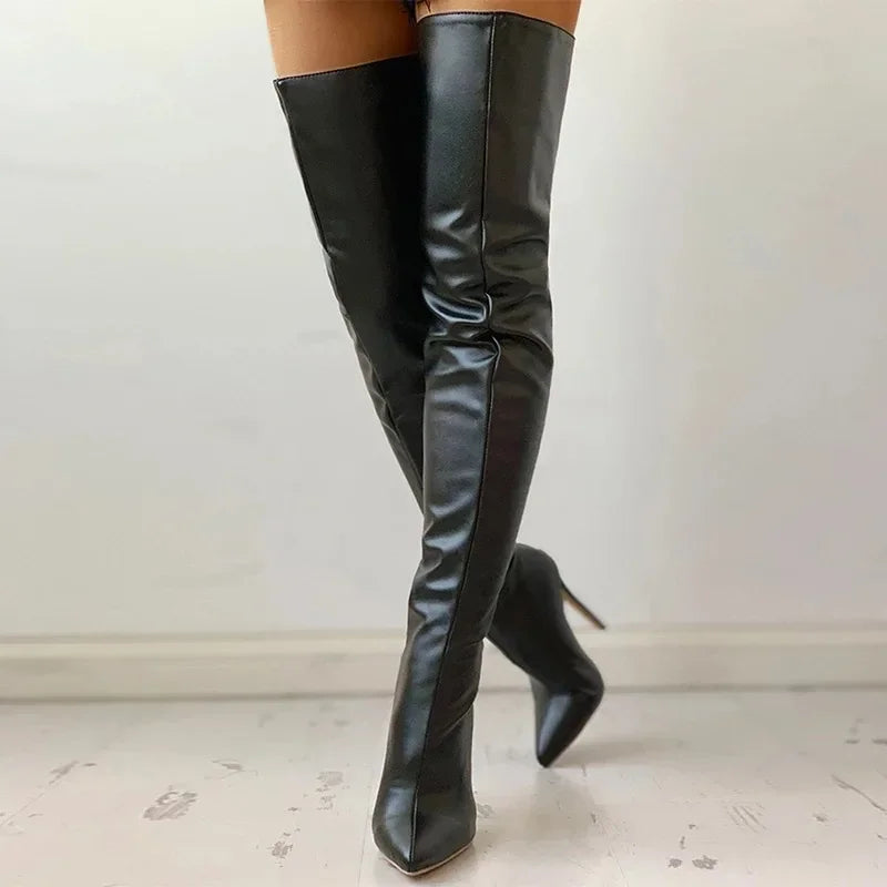 Drune | Oberschenkelhohe Fashion Stiefel Stiletto Absatz